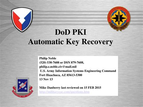 recovery_smart-card|DoD PKI Automatic Key Recovery .